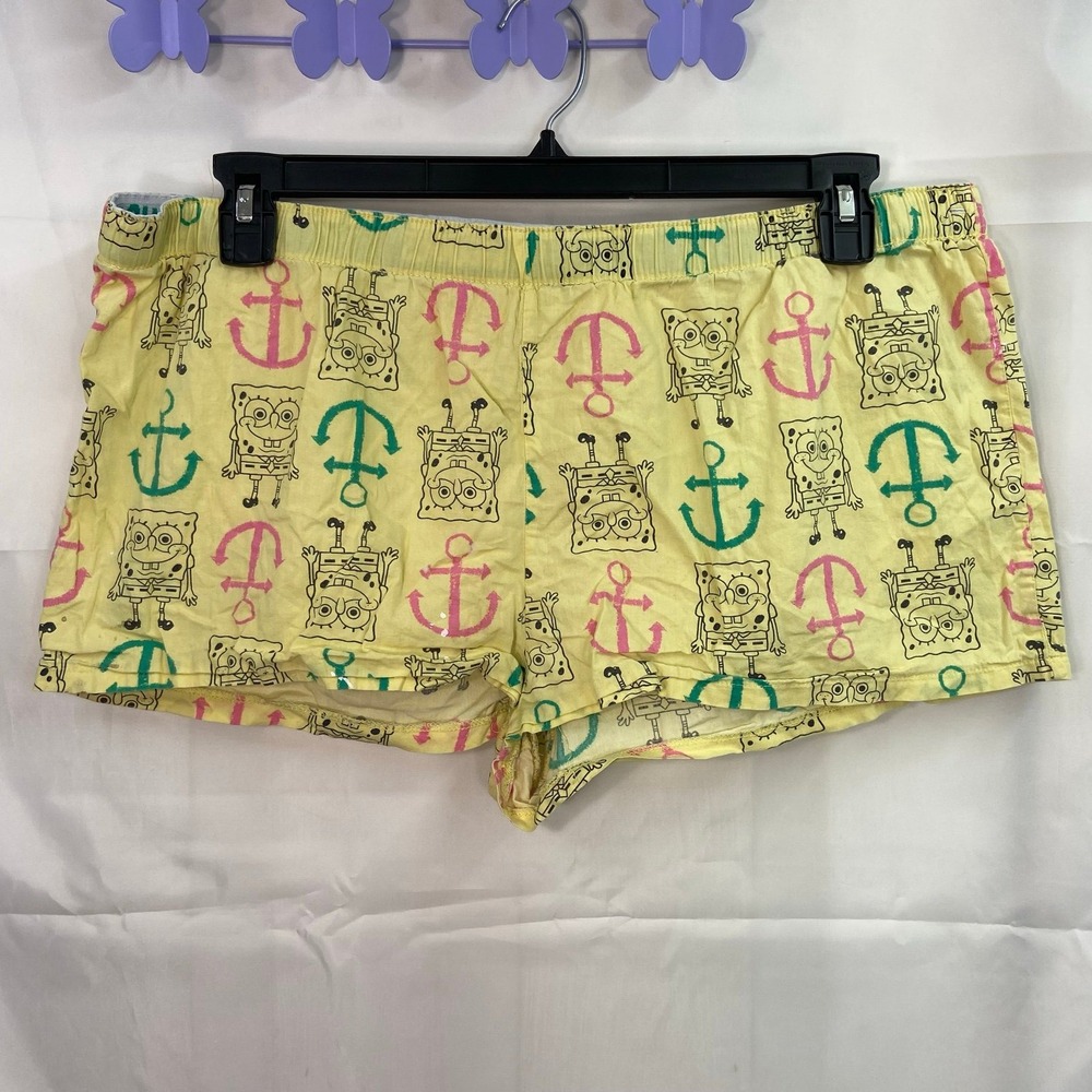 SpongeBob SquarePants women's yellow anchor print pull‎ on lounge pajama shorts
